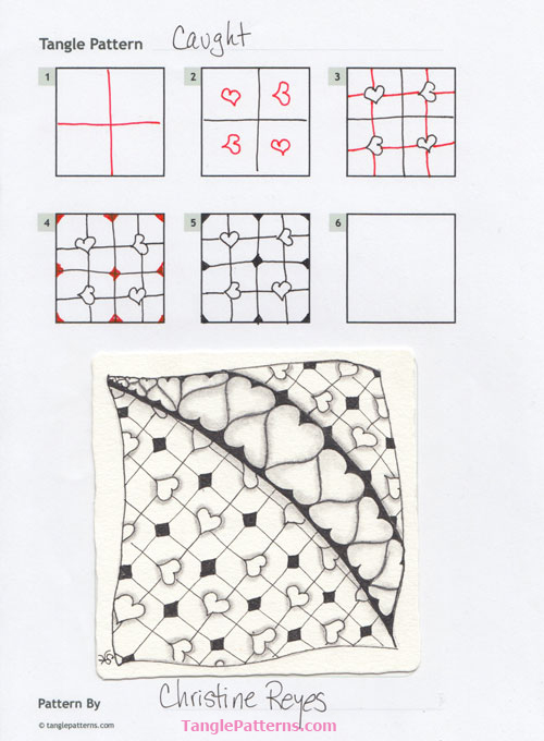 Zentangle pattern: Caught. Image © Christine Reyes and TanglePa